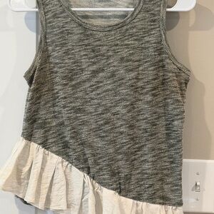 Gray and Cream Sleeveless Top